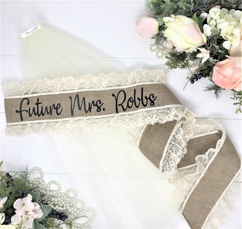 Bachelorette Sash and Veil Set Burlap Bachelorette Sash | Etsy