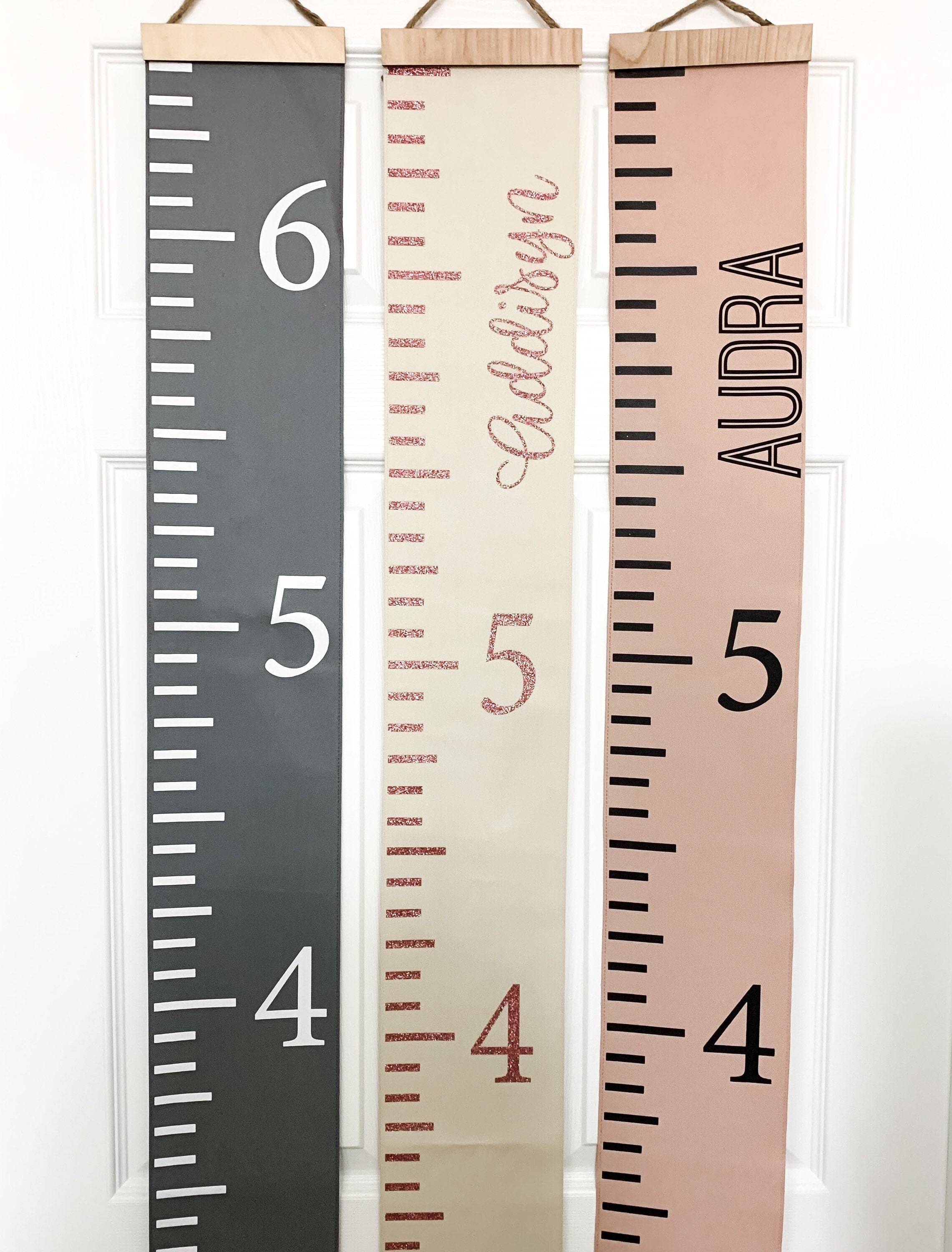 Personalised Girls Unicorns and Flowers Measure Height Fabric Growth Chart Decor 