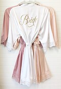 Bridesmaid Robes, Personalized Bride Robe, Bridal Party Robes, Satin & Lace Getting Ready Robe, Maid of Honor Gift, Bridal Shower Gift