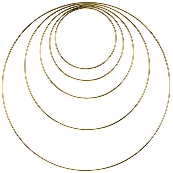 DIY Gold Hoop - Gold Macrame Wreath Hoop - Metal Ring - Gold Loop - Dreamcatcher Ring - Gold Floral Hoop Wall Hanging