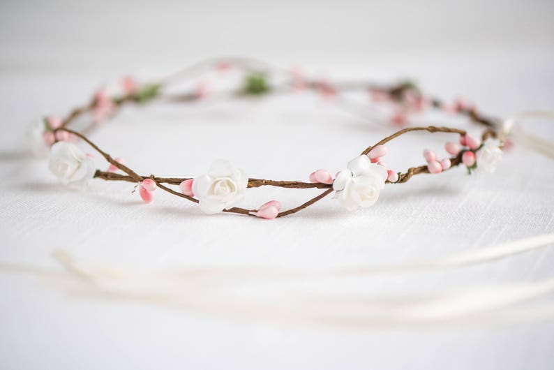 Bridal Headpiece Flower Crown Wreath Christmas Flower Crown Bridal Halo Headpiece Natural Wedding Hair Wreath Style: AVERY