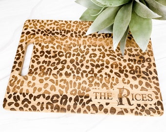 Tabla de quesos personalizada con estampado de leopardo de bambú