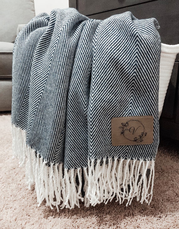 Farmhouse Monogram Throw Personalized Blanket With Name Etsy Australia