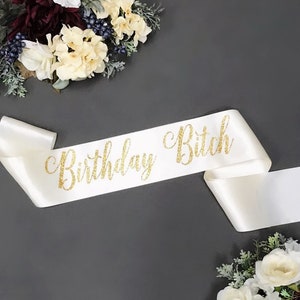 Satin Birthday Bitch Sash - Birthday Queen - Birthday Sash - 30th Birthday - 21st Birthday - Birthday Bash - 25th Birthday - Basic Bitch