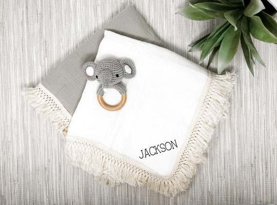 Fringe Baby Blanket Couverture Personnalisee Pour Nouveau Ne Etsy France