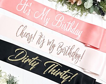 Birthday Sash  Satin