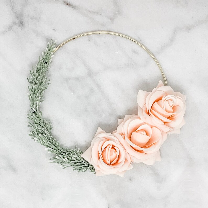 Flower Girl Bouquet Gold Hoop Bouquet Flower Girl Basket Bridesmaid Hoop Bouquet Boho Wedding Decor Wreath