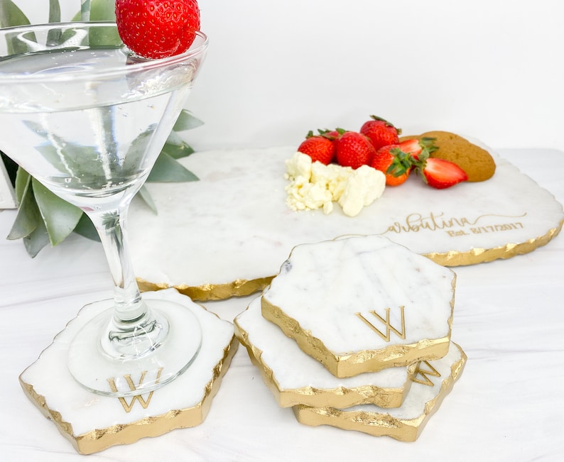 Personalized Marble & Gold Cheese Board Custom Cutting Board Charcuterie Board Serving Tray Wedding Gift GOLD EDGE image 6