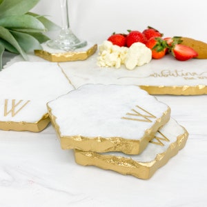 Personalized Lazy Susan Marble & Gold Cheese Board Custom Cutting Board Charcuterie Board Serving Tray Wedding Gift GOLD EDGE image 8