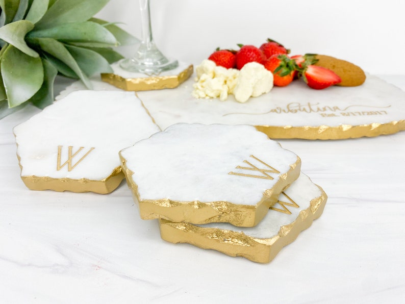 Personalized Lazy Susan Marble & Gold Cheese Board Custom Cutting Board Charcuterie Board Serving Tray Wedding Gift GOLD EDGE image 8