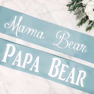 Baby Shower Sash  Mama & Papa Bear  Satin