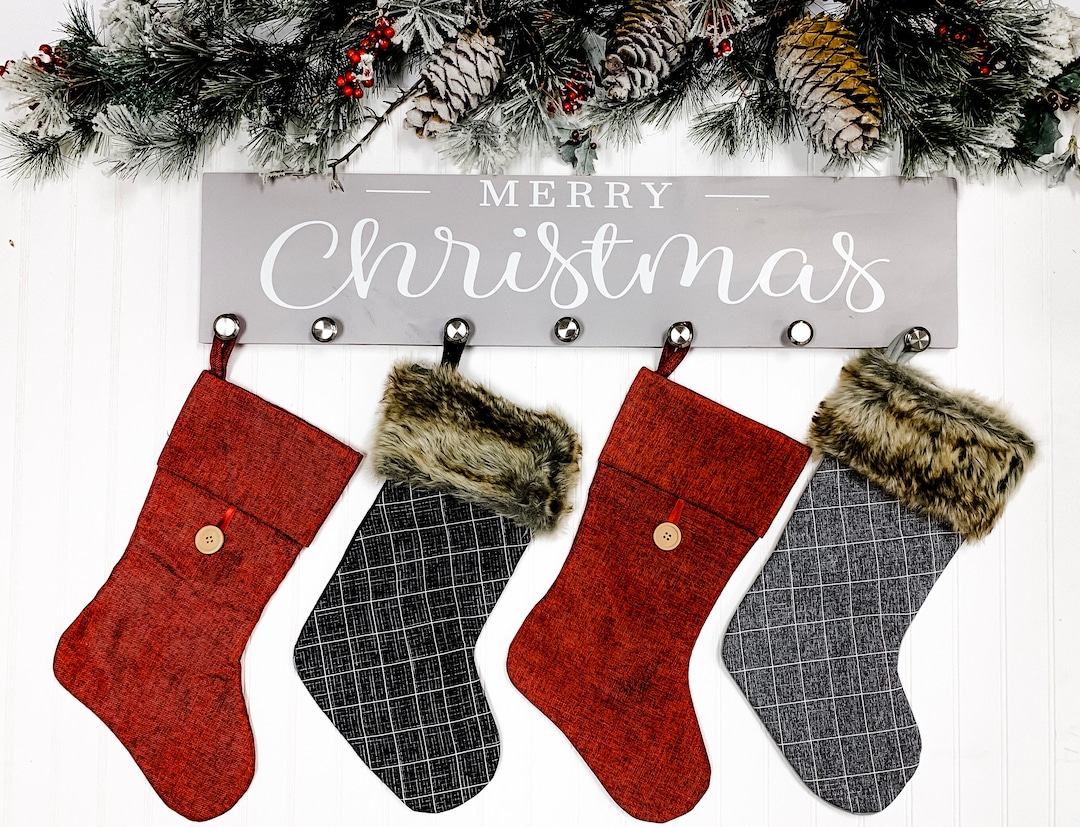 Merry Christmas Stocking Holder Wood Stocking Holder Personalized