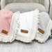 Fringe Baby Blanket Personalized Leather Patch Newborn Photoshoot Blanket Baby Shower Gift Idea for New Baby Gift Fringe Baby Blanket 