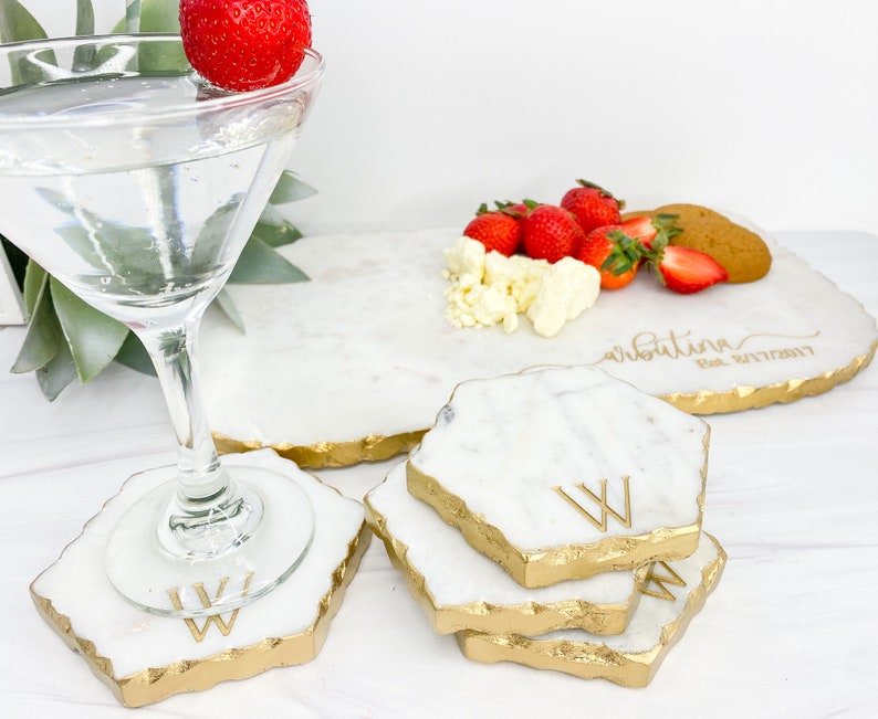 Personalized Lazy Susan Marble & Gold Cheese Board Custom Cutting Board Charcuterie Board Serving Tray Wedding Gift GOLD EDGE image 6