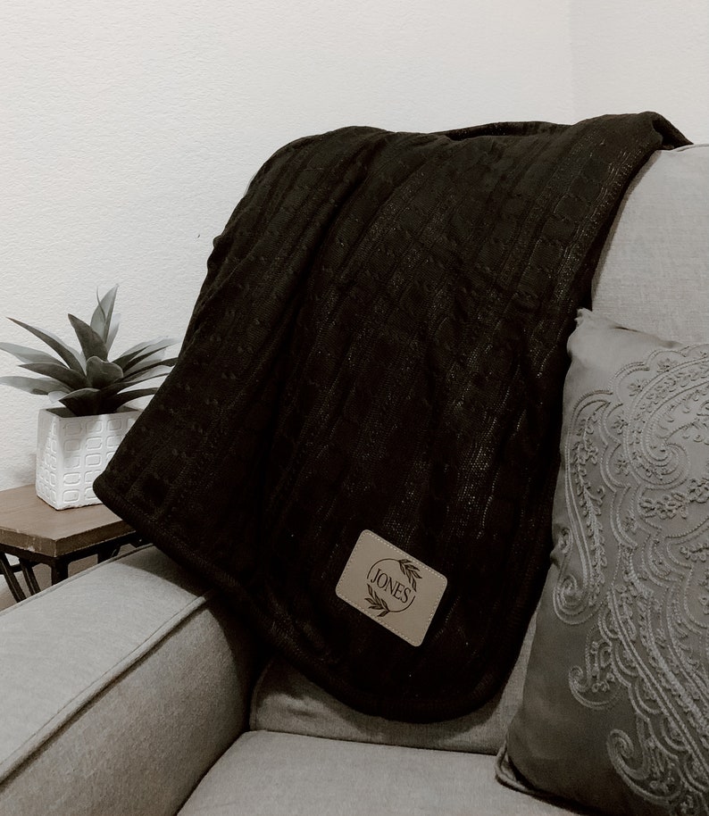 HEAVYWEIGHT Cable Knit Monogram Blanket Plush Monogrammed Etsy