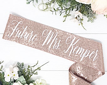 Bride Sash, Personalized Bachelorette Sash, Future Mrs Sash, Bride to Be Sash, Sequin Bridal Sash, Bachelorette Party
