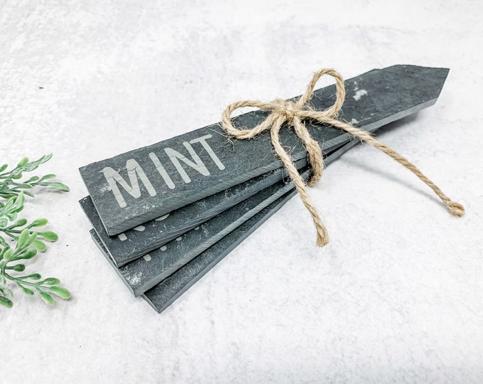 ENGRAVED Slate Herb Markers - Vegetable Markers - Garden Markers - Plant Labels - Plant Tags - Garden Labels - Plant Names