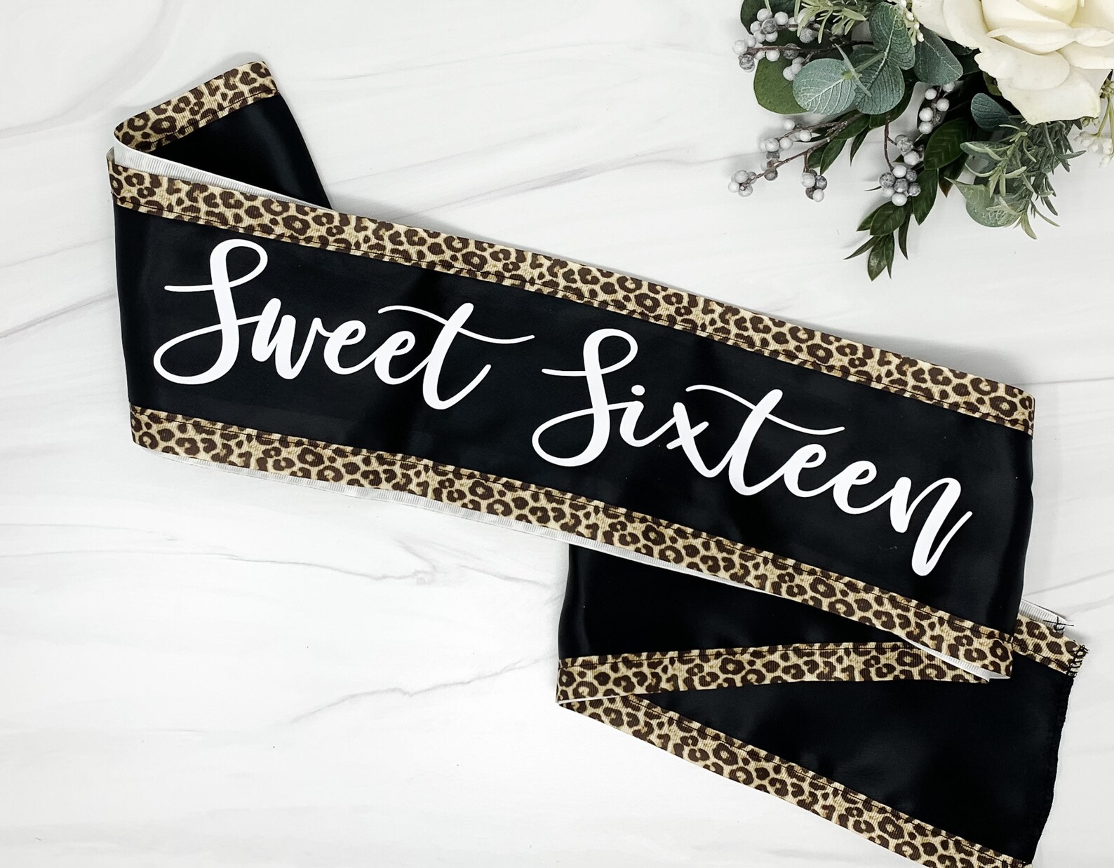 Leopard Birthday Sash 21st Birthday Sash 30th Birthday Etsy