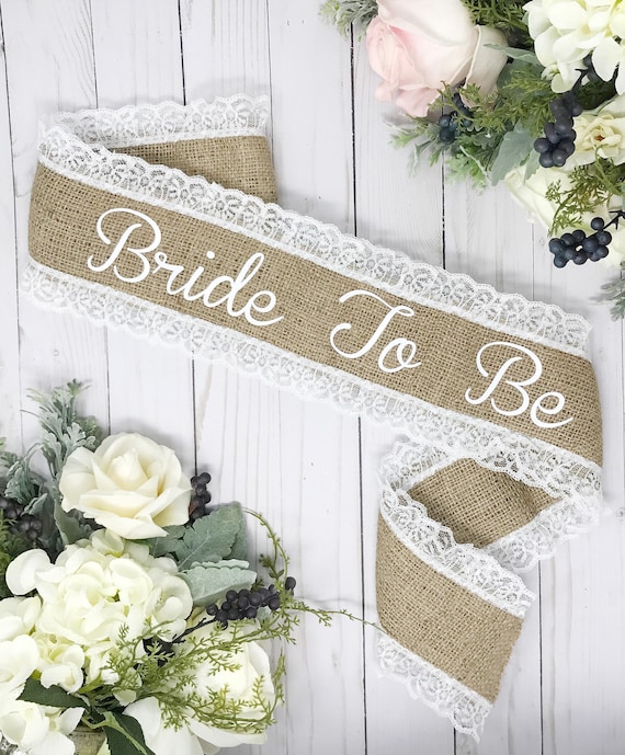 Burlap Bachelorette Sash  Burlap & Lace Wedding  Burlap