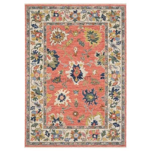 Vintage Coral Oushak Rug,Hand Knotted Wool Area Rug,8x11,12x18,Floral Turkish Rug,Traditional Persian Style Carpet,Living Room Bedroom Decor