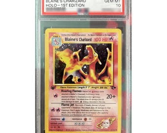Pokémon 2000 Desafío de gimnasio Charizard de Blaine 1.ª edición Holo #2 PSA 8