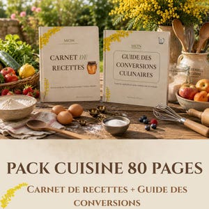 Komplett matlagningspaket i PDF-format / 50-sidig receptbok + 30-sidig kulinarisk konverteringsguide / Direkt nedladdning.