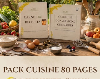 Compleet kookpakket in PDF-formaat / Receptenboek van 50 pagina's + Omrekeningsgids voor culinaire waarden van 30 pagina's / Direct te downloaden.