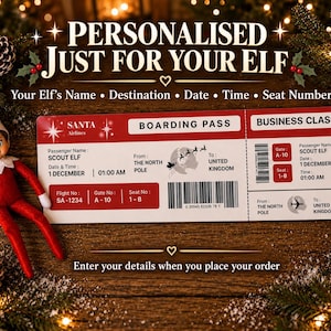 Personalised Elf Arrival Boarding Pass Printable PDF | Elf Arrival Activity | North Pole Ticket | Christmas Elf Printable | Instant Download