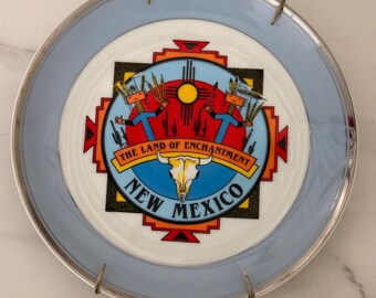 Vintage 1990er New Mexico Souvenir Sammelteller.  Fertig zum Aufhängen.