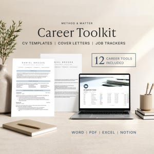 Career Toolkit Bundle | ATS Resume Templates, Cover Letters, Application Tracker, Notion and Excel