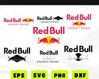 Logotipo estilo Red Bull em SVG, PNG, DXF e EPS | Clipart vetorial de bebida energética | Arquivo de corte para Cricut