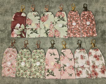 Floral Chapstick Halter Schlüsselbund, Stoff Lippenbalsam gemütlich mit Swivel Clip