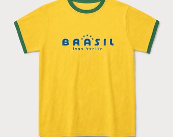 Brazil Football T-Shirt | Retro Brasil Soccer Fan Tee Yellow | Brazilian Football Supporter Gift