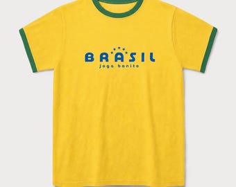 Brazil Football T-Shirt | Retro Brasil Soccer Fan Tee Yellow | Brazilian Football Supporter Gift