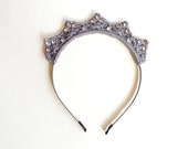 Ice Queen Platinum Colored Crocheted Tiara--Dress Up/Halloween Headband