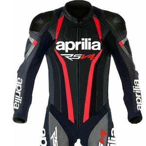 Aprilia MotoGP Leather Motorcycle Suit: Cowhide with CE Protection