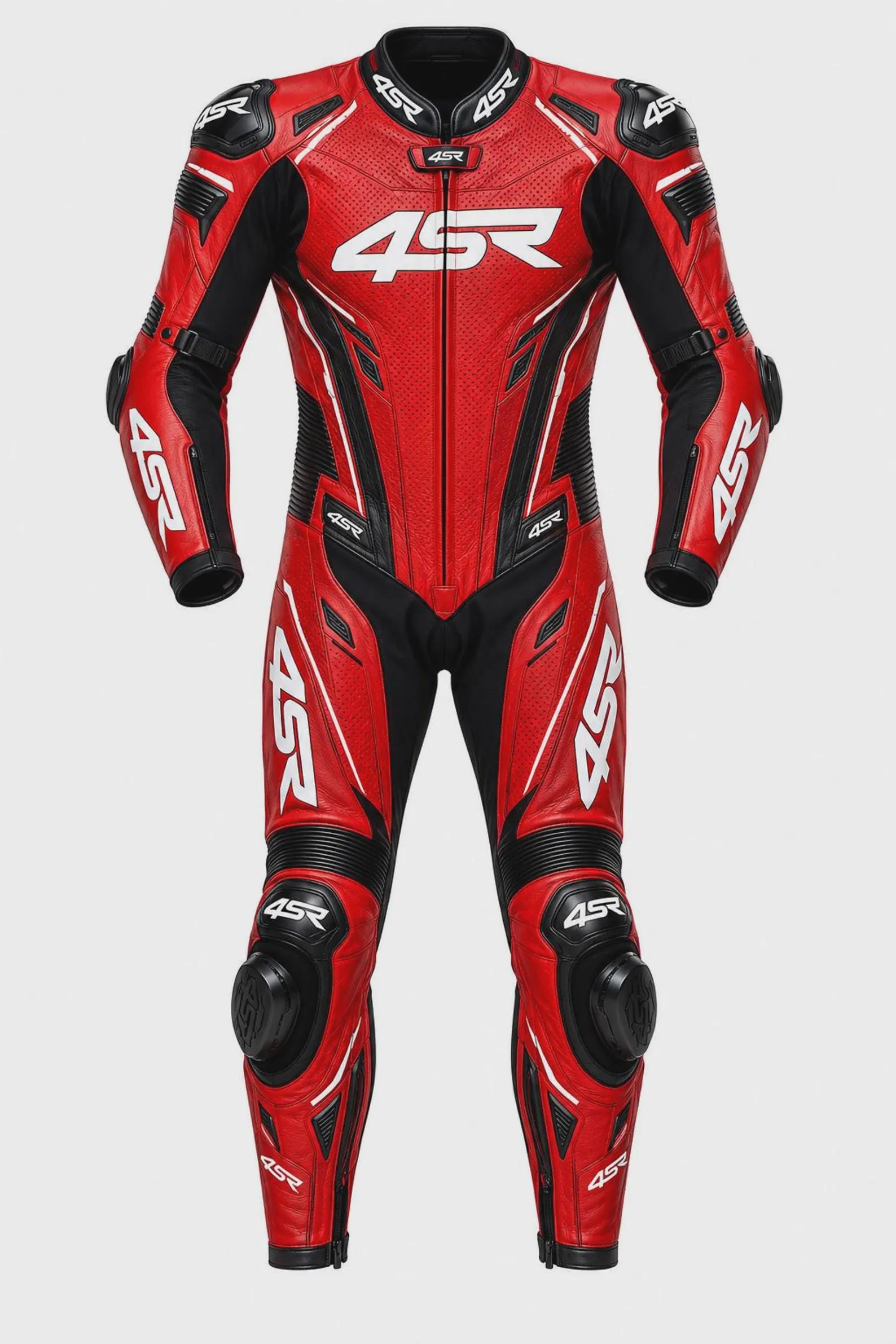 4SR One Piece Leather Motorcycle Racing Suit CE Armor Biker Gear