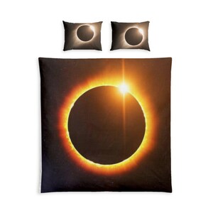Solar Eclipse Duvet Cover Cotton Bed Set | Eclipse Bedding, Astronomy Decor