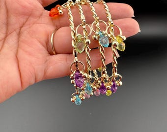Brazaletes de piedras coloridas con cascabeles / Elegante pulsera chapada en oro / Joyería de moda india