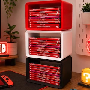 Organizzatore per giochi Nintendo Switch e Switch 2 | Supporto impilabile per 10 custodie | Torre di archiviazione modulare