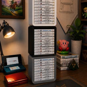 Nintendo 3DS Game Organizer for PAL Cases | Stackable Storage Tower for 10 Games | Modular Game Holder