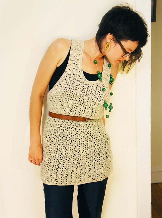 Items similar to Crochet dress. mini dress. tank top. jumper. beach dress 100 organic cotton