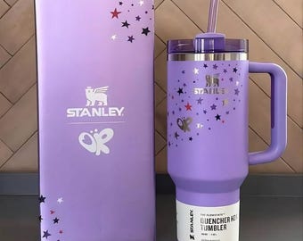 Stanley 40 oz Purple Stars Tumbler, Purple Star Printed, Insulated Travel Mug, Special Edition
