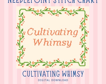 Cultivating Whimsy Needlepoint Stitch Chart, Floral Vine Border Pattern (Digital Download)