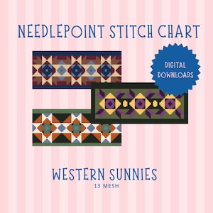 Sunglass Case Needlepoint Bundle, Southwestern Aztec Pattern, 3 Colorways Belt or Sunnies (Digital Download, PDF)