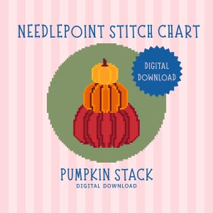 Pumpkin Stack Needlepoint Pattern, Autumn Ornament Coaster (Digital Download)