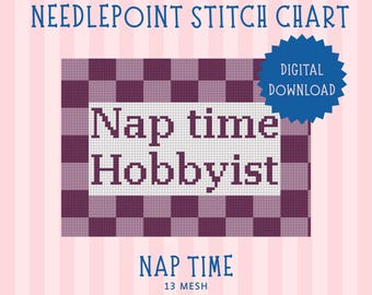 Nap Time Hobbyist Needlepoint Stitch Chart, Checkerboard Pattern (Digital Download, PDF)