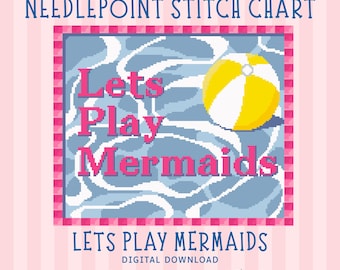 Let's Play Mermaids Needlepoint Stitch Chart , Summer Nostalgia (Digital Download)