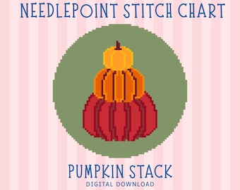 Pumpkin Stack Needlepoint Pattern, Autumn Ornament Coaster (Digital Download)