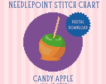 Candy Apple Needlepoint Pattern, Fall Stitch Chart (Digital Download)
